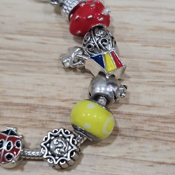Charm Bracelet June Bug Summer Bugs Kite Yellow European Beads Bee Ice Cream - Picture 4 of 9